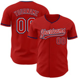 Custom Red White-Navy Authentic Baseball Jersey
