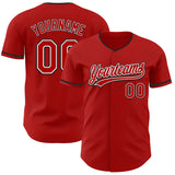 Custom Red White-Black Authentic Baseball Jersey