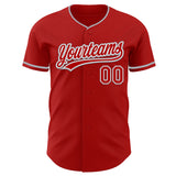 Custom Red White-Gray Authentic Baseball Jersey