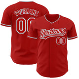Custom Red White-Gray Authentic Baseball Jersey