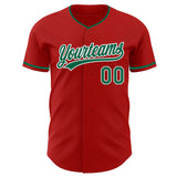 Custom Red Kelly Green-White Authentic Baseball Jersey