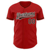 Custom Red Brown-White Authentic Baseball Jersey