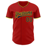Custom Red Navy-Gold Authentic Baseball Jersey