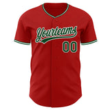 Custom Red Green-White Authentic Baseball Jersey