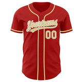 Custom Red Vegas Gold-White Authentic Baseball Jersey
