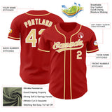 Custom Red Vegas Gold-White Authentic Baseball Jersey