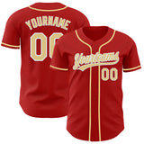 Custom Red Vegas Gold-White Authentic Baseball Jersey