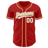 Custom Red White-Vegas Gold Authentic Baseball Jersey