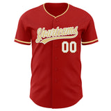 Custom Red Vegas Gold-White Authentic Baseball Jersey