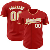 Custom Red Vegas Gold-White Authentic Baseball Jersey