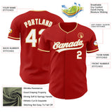 Custom Red White-Vegas Gold Authentic Baseball Jersey