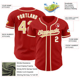 Custom Red Vegas Gold-White Authentic Baseball Jersey