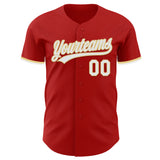 Custom Red White-Vegas Gold Authentic Baseball Jersey