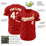 Custom Red White-Vegas Gold Authentic Baseball Jersey
