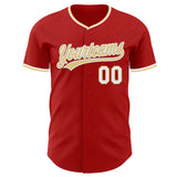 Custom Red Vegas Gold-White Authentic Baseball Jersey