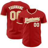 Custom Red Vegas Gold-White Authentic Baseball Jersey
