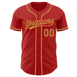Custom Red-Old Gold Authentic Baseball Jersey