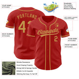 Custom Red-Old Gold Authentic Baseball Jersey