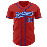 Custom Red Royal-Light Blue Authentic Baseball Jersey