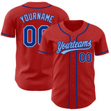 Custom Red Royal-Light Blue Authentic Baseball Jersey