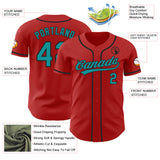 Custom Red Teal-Black Authentic Baseball Jersey