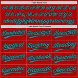 Custom Red Teal-Black Authentic Baseball Jersey