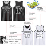 Custom Reversible Black White Double Side Sublimation Basketball Suit Jersey