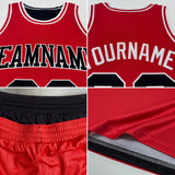 Custom Reversible Black Red Double Side Sublimation Basketball Suit Jersey