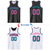 Custom Reversible Black Pink-Teal Double Side Basketball Jersey