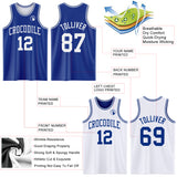 Custom Royal White Reversible Double Side Sublimation Basketball Suit Jersey