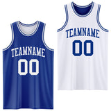 Custom Royal White Reversible Double Side Sublimation Basketball Suit Jersey