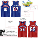 Custom Royal White-Red Reversible Double Side Sublimation Basketball Suit Jersey