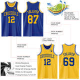 Custom Royal Gold-White Reversible Double Side Sublimation Basketball Suit Jersey