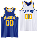 Custom Royal Gold-White Reversible Double Side Sublimation Basketball Suit Jersey