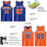 Custom Royal Orange-White Reversible Double Side Sublimation Basketball Suit Jersey