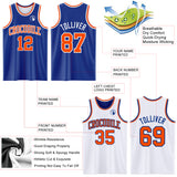 Custom Royal Orange-White Reversible Double Side Sublimation Basketball Suit Jersey