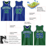 Custom Royal Kelly Green-White Reversible Double Side Sublimation Basketball Suit Jersey