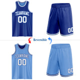 Custom Royal White-Light Blue Reversible Double Side Sublimation Basketball Suit Jersey