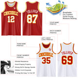 Custom Red White-Gold Reversible Double Side Sublimation Basketball Suit Jersey