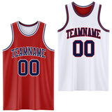 Custom Red Navy-White Reversible Double Side Sublimation Basketball Suit Jersey
