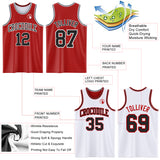 Custom Red Black-White Reversible Double Side Sublimation Basketball Suit Jersey