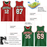 Custom Red White-Kelly Green Reversible Double Side Sublimation Basketball Suit Jersey
