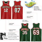 Custom Red White-Green Reversible Double Side Sublimation Basketball Suit Jersey