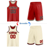 Custom Red Black-Cream Reversible Double Side Sublimation Basketball Suit Jersey