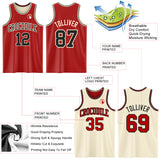 Custom Red Black-Cream Reversible Double Side Sublimation Basketball Suit Jersey