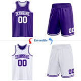 Custom Purple White Reversible Double Side Sublimation Basketball Suit Jersey