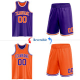 Custom Purple Orange-White Reversible Double Side Sublimation Basketball Suit Jersey