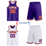 Custom Purple Orange-White Reversible Double Side Sublimation Basketball Suit Jersey