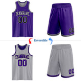 Custom Purple Black-Gray Reversible Double Side Sublimation Basketball Suit Jersey