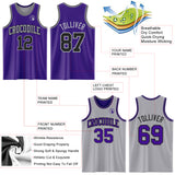 Custom Purple Black-Gray Reversible Double Side Sublimation Basketball Suit Jersey
